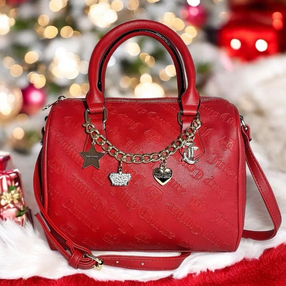 Juicy Couture Red Gothic Logo Not Your Babe Satchel Bag Purse New - Picture 12 of 12